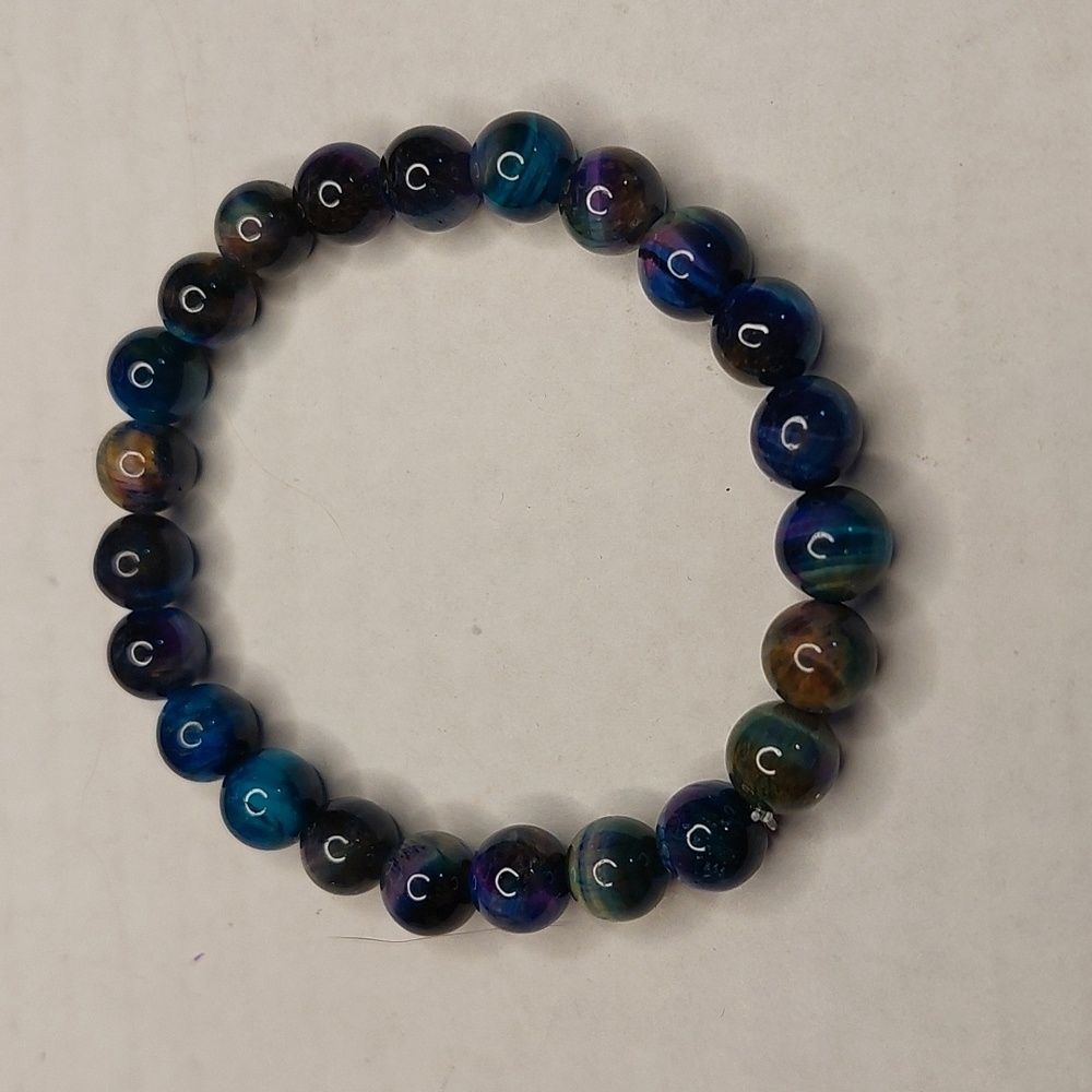 Galaxy Tigers Eye stone 8mm round bead bracelet #8